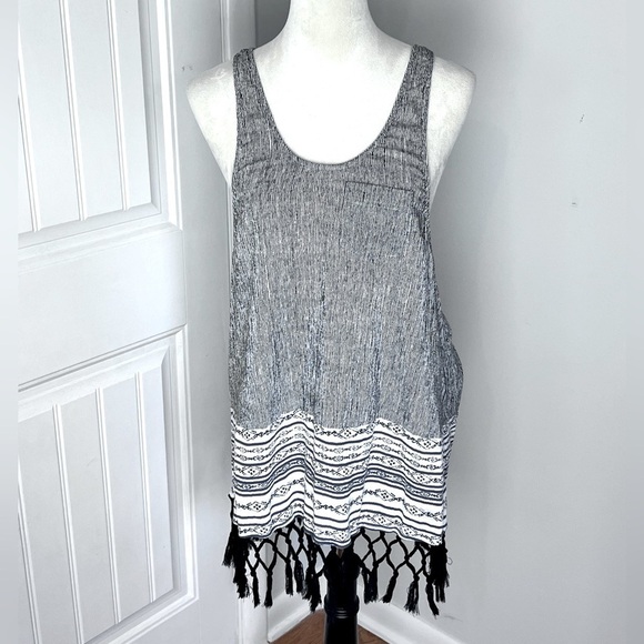 VICTORIAS SECRET LONG FRINGED TANK RACERBACK SZ S/P COTTON AZTEC COWGIRL BOHO - Picture 1 of 10